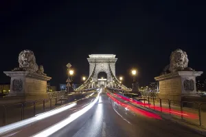 European Capital Cities Prints: The Chain Bridge in Budapest in the evening