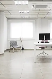 Office Work Setup Prints: Chairs computer desktop arrangement