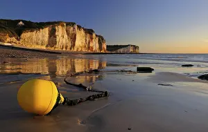 Low Tide Beach Scene Prints: Chalk cliffs of the Alabaster Coast in the evening light