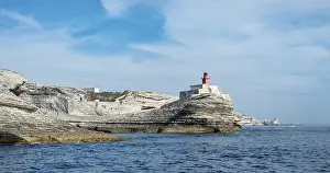 Chalk Cliffs Bonifacio Prints: Chalk cliffs and lighthouse, Bonifacio