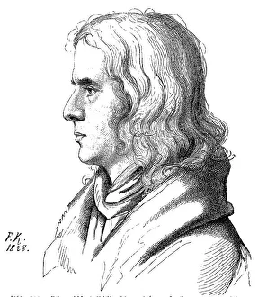 German Literature Authors Prints: Chamisso's portrait from 1828