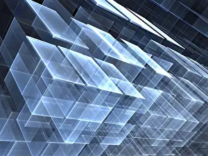 Web Design Fractals Prints: Chaos cubes background - abstract computer-generated image