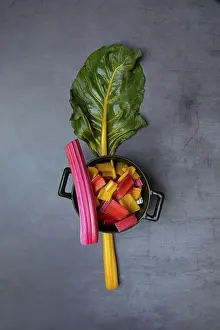 Healthy Vegetable Meals Prints: Chard, leaf and chopped stems in pots