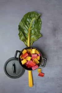 Beetroot Recipes Prints: Chard, leaf and chopped stems in pots