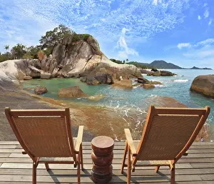 Deserted Beach Prints: Charming lookout for two