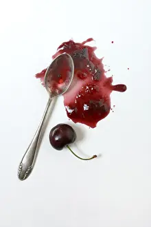 Cherry Jam Prints: Cherry jam with spoon, cherries