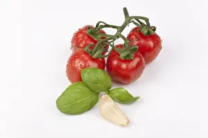 Tomato Nutrition Facts Prints: Cherry tomatoes with garlic and basil