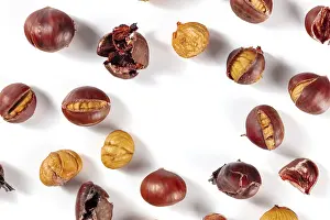 Simple Studio Shot Prints: Chestnuts, forming a frame for copy space