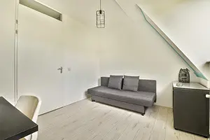 Minimalist Living Space Prints: A chic and simple interior space featuring a grey sofa