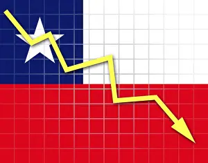 Deserted Chilean Landscape Prints: The Chile flag and arrow graph going down
