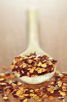 Close Up Photography Prints: Chilli flakes on spoon