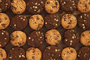 Grocery Store Sweets Display Prints: Chocolate cookie biscuits grid rows arrangement