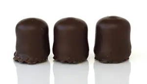 Chocolatey Delights Prints: Three chocolate-covered marshmallows