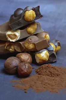 Asian Desserts Prints: Chocolate with whole hazelnuts