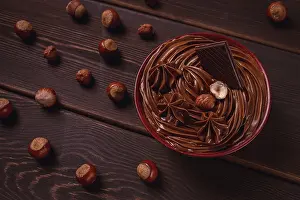 Chocolate Mousse Prints: Chocolate nut paste, mousse, pasta