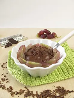 Chocolate Pudding Prints: Chocolate pudding with red grapes