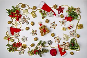 Christmas Decoration Background Prints: Christmas, background, with biscuits and decorations