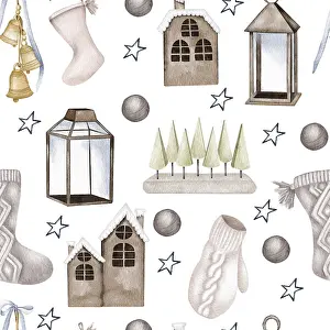 Christmas Seamless Pattern Prints: Christmas seamless pattern. lights
