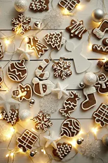 White Wooden Table Prints: Christmas sweets composition