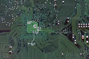 Computer Motherboard Prints: Circuit board background of computer motherboard and electronics