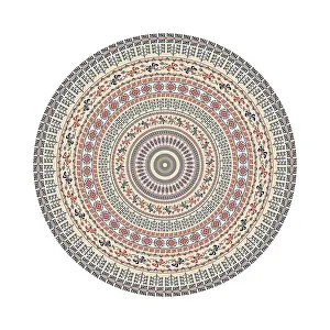 Red Arabic Embellishment Prints: Circular pattern in traditional Palestinian style