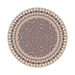 Vintage Palestinian Artwork Prints: Circular pattern in traditional Palestinian style