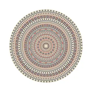 Vintage Palestinian Artwork Prints: Circular pattern in traditional Palestinian style