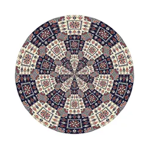 Vintage Floral Decoration Prints: Circular pattern in traditional Palestinian style