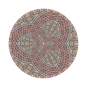 Vintage Floral Decoration Prints: Circular pattern in traditional Palestinian style