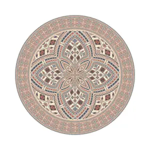 Vintage Floral Decoration Prints: Circular pattern in traditional Palestinian style