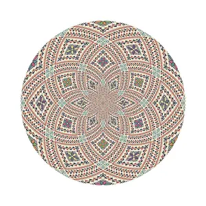 Vintage Floral Decoration Prints: Circular pattern in traditional Palestinian style