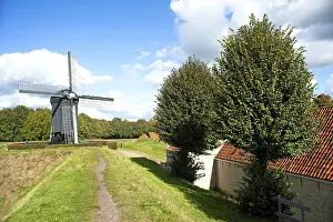 Prints of Circular route, ramparts, windmill, fortress, Bourtange, Netherlands Castle Prints: Circular Route, Bourtange Fortress Print, Netherlands