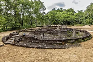Ancient Temple Complex Prints: Circular stone complex with remains of columns