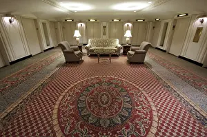 Construction Site Lobby Prints: Classic elevator lobby interior of a hotel