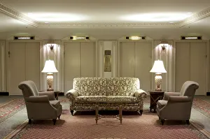 Construction Site Lobby Prints: Classic elevator lobby interior of a hotel