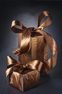 Black Background Prints: Two classical gift boxes on black background