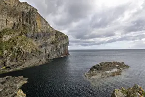 Deserted Scottish Shoreline Prints: Cliff with geological stratification