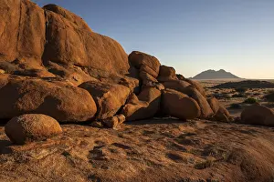 Deserted Rocky Terrain Prints: Cliff with rocks at Spitzkoppe