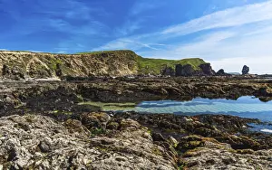 Prints of Cliffs and rocks by the Bantham Beach, Kingsbridge, Devon, England, United Kingdom Bantham Prints: Bantham Beach Cliffs Print, Devon Coastline UK