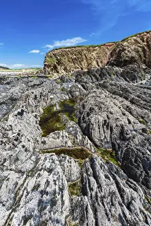 England Coastal Scenes Prints: Cliffs and rocks by the Bantham Beach