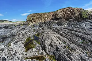 Deserted British Beaches Prints: Cliffs and rocks by the Bantham Beach