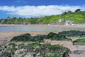 Deserted British Beaches Prints: Cliffs and rocks by the Bantham Beach