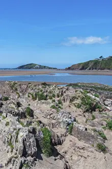 England Coastal Scenes Prints: Cliffs and rocks by the Bantham Beach