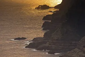 Faroe Islands Evening Light Prints: Cliffs and sea in evening light