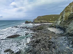 Drone Photography Cornwall Prints: Cliffs and Waves from a drone, St