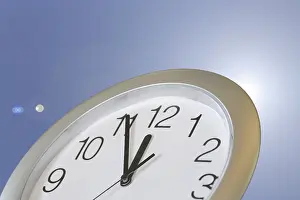 Environmental Pollution Image Prints: Climate change symbol: clock shows five to twelve
