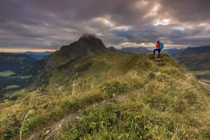 Nature Reserve Austria Prints: Climber looking on the summit of the Widderstein