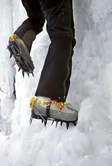 Framed Print : Print of Ice Climbing in Action
