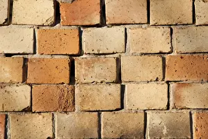 Deserted Building Exterior View Prints: Detail of the clinker brick wall