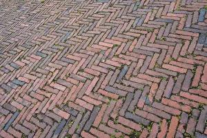 The Netherlands Travel Photography Prints: Clinker paving in herringbone pattern, Netherlands